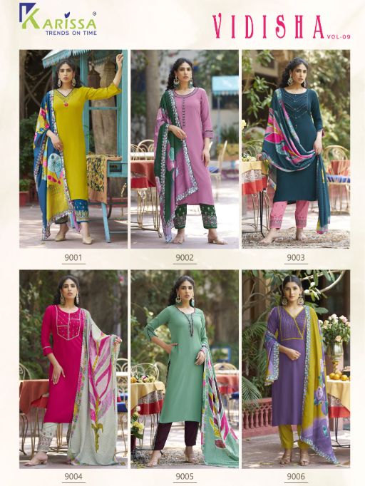 Karissa Vidisha Vol-9 Wholesale Rayon Kurti With Bottom Dupatta Catalog - Image 10