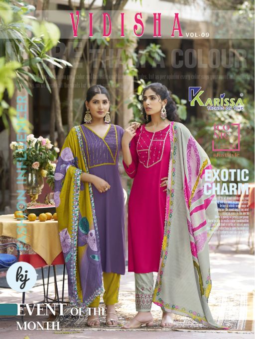 Karissa Vidisha Vol-9 Wholesale Rayon Kurti With Bottom Dupatta Catalog