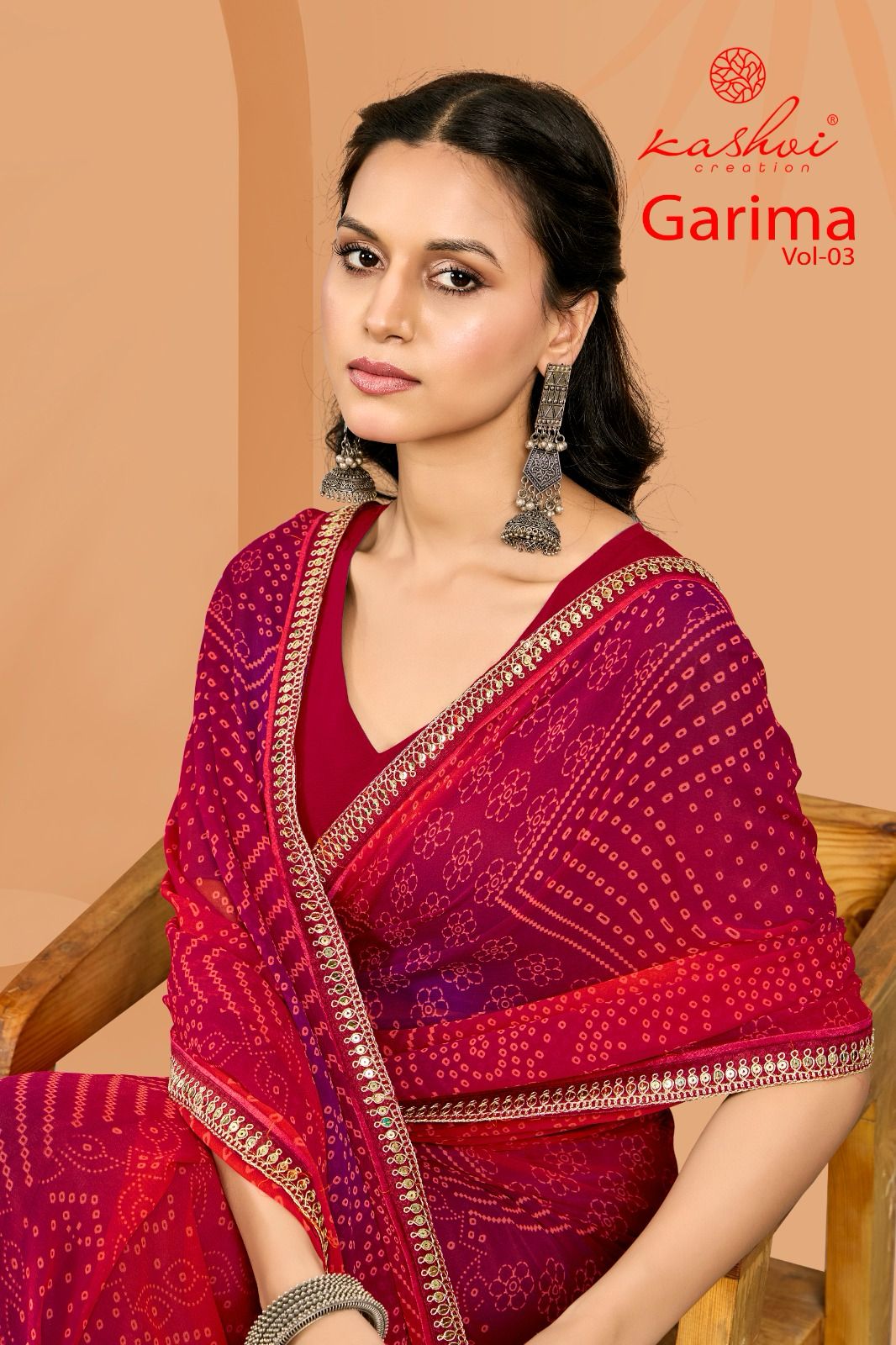 Kashvi Creation Garima Vol. 3 Wholesale Georgette Bandhej Saree Catalog - Image 5