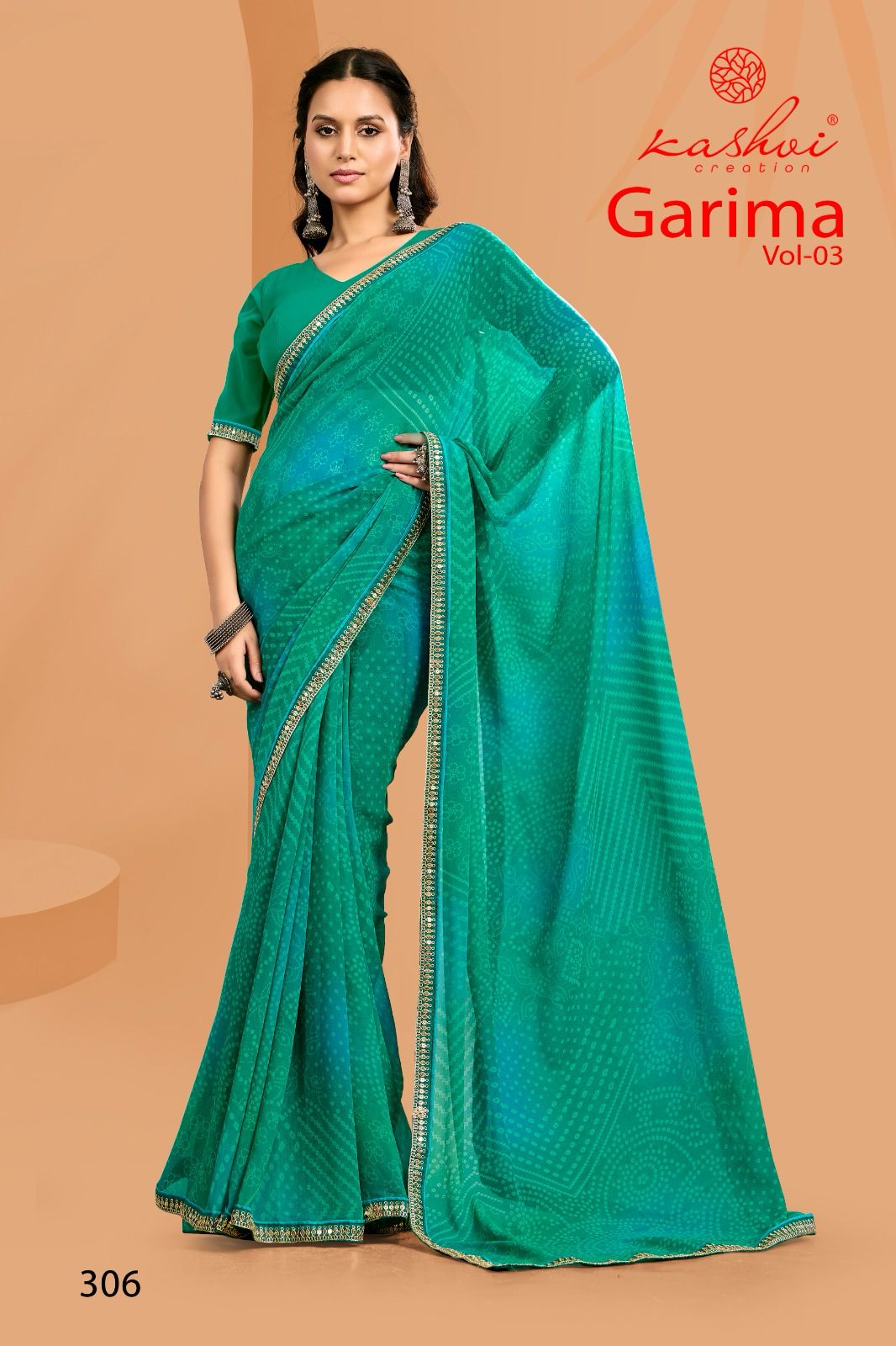 Kashvi Creation Garima Vol. 3 Wholesale Georgette Bandhej Saree Catalog - Image 9