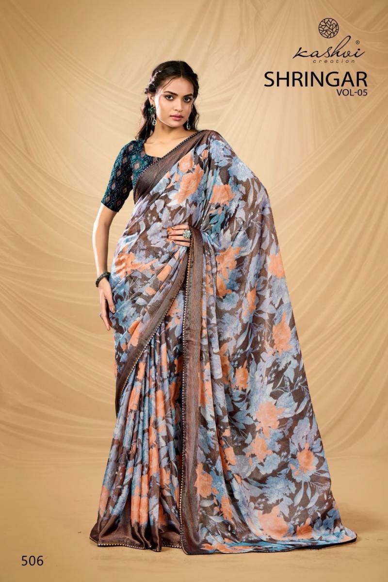 Kashvi Shringar Vol 5 Brasso Wholesale Foil Fancy Saree Collection - Image 7