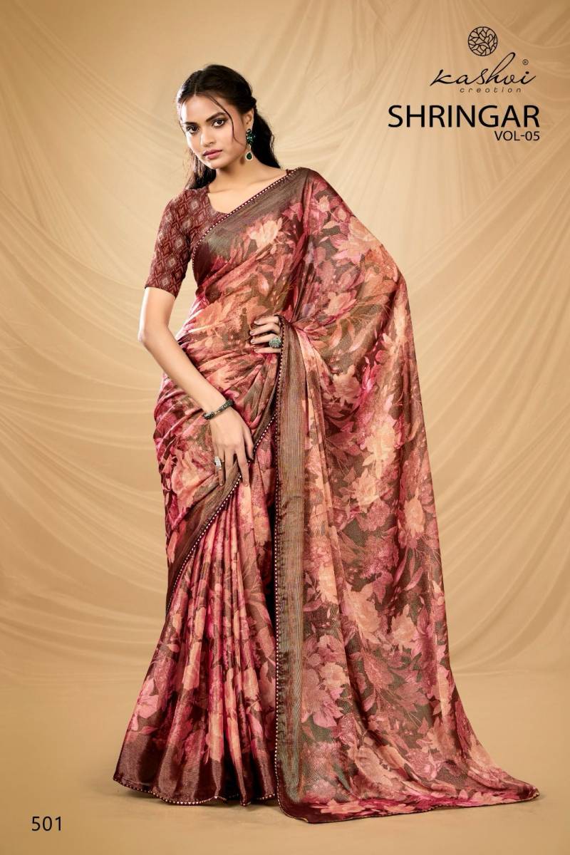 Kashvi Shringar Vol 5 Brasso Wholesale Foil Fancy Saree Collection - Image 8