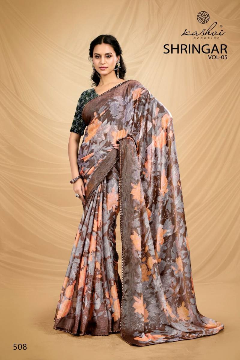 Kashvi Shringar Vol 5 Brasso Wholesale Foil Fancy Saree Collection - Image 2