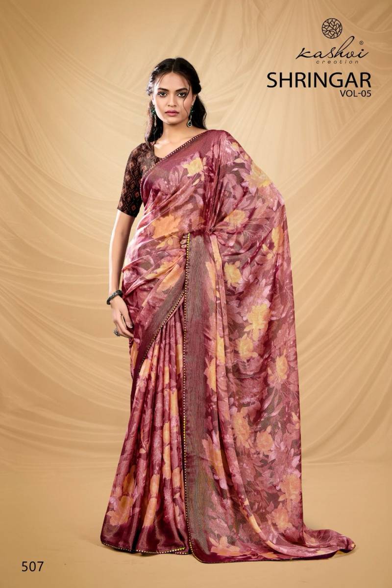 Kashvi Shringar Vol 5 Brasso Wholesale Foil Fancy Saree Collection - Image 4