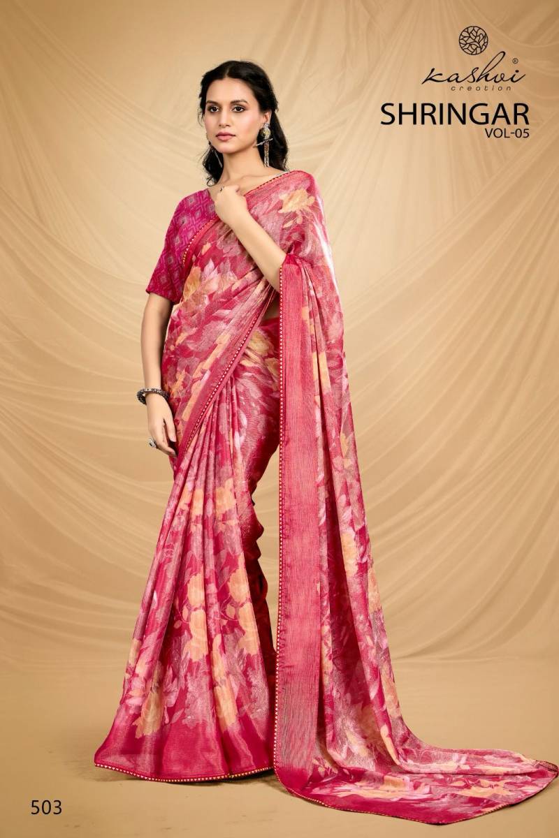 Kashvi Shringar Vol 5 Brasso Wholesale Foil Fancy Saree Collection - Image 5