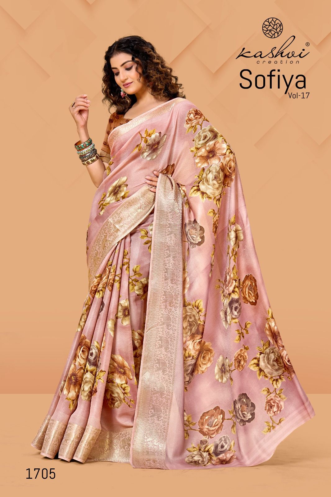 Kashvi Sofiya Vol 17 Wholesale Dull Moss Zari Border Saree Collection - Image 5