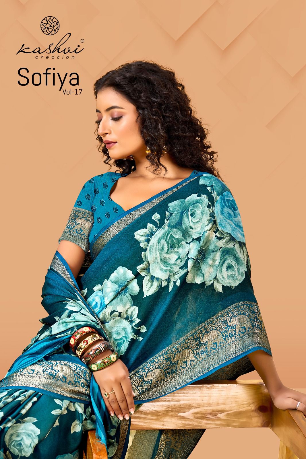 Kashvi Sofiya Vol 17 Wholesale Dull Moss Zari Border Saree Collection - Image 7