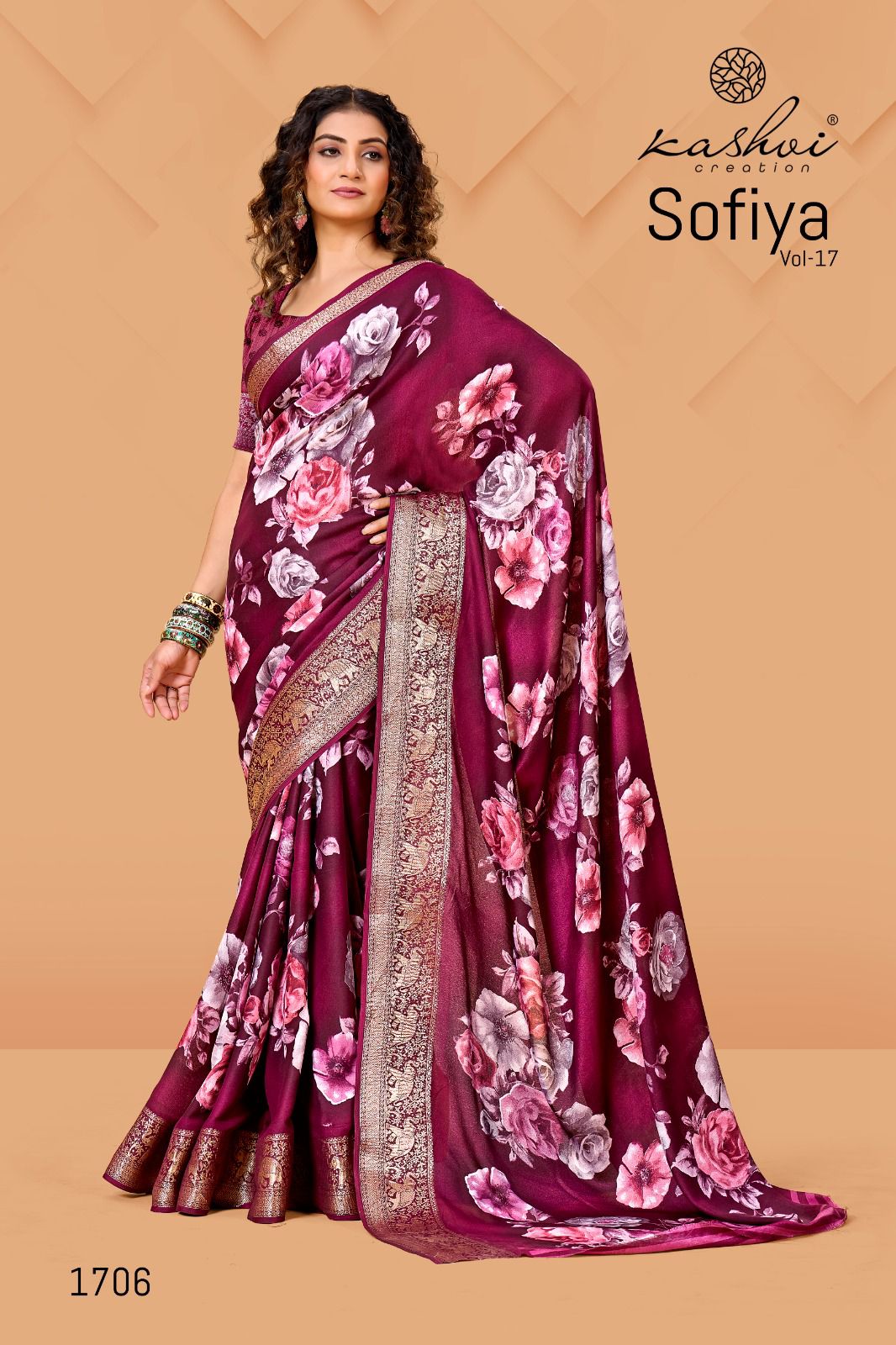 Kashvi Sofiya Vol 17 Wholesale Dull Moss Zari Border Saree Collection - Image 8