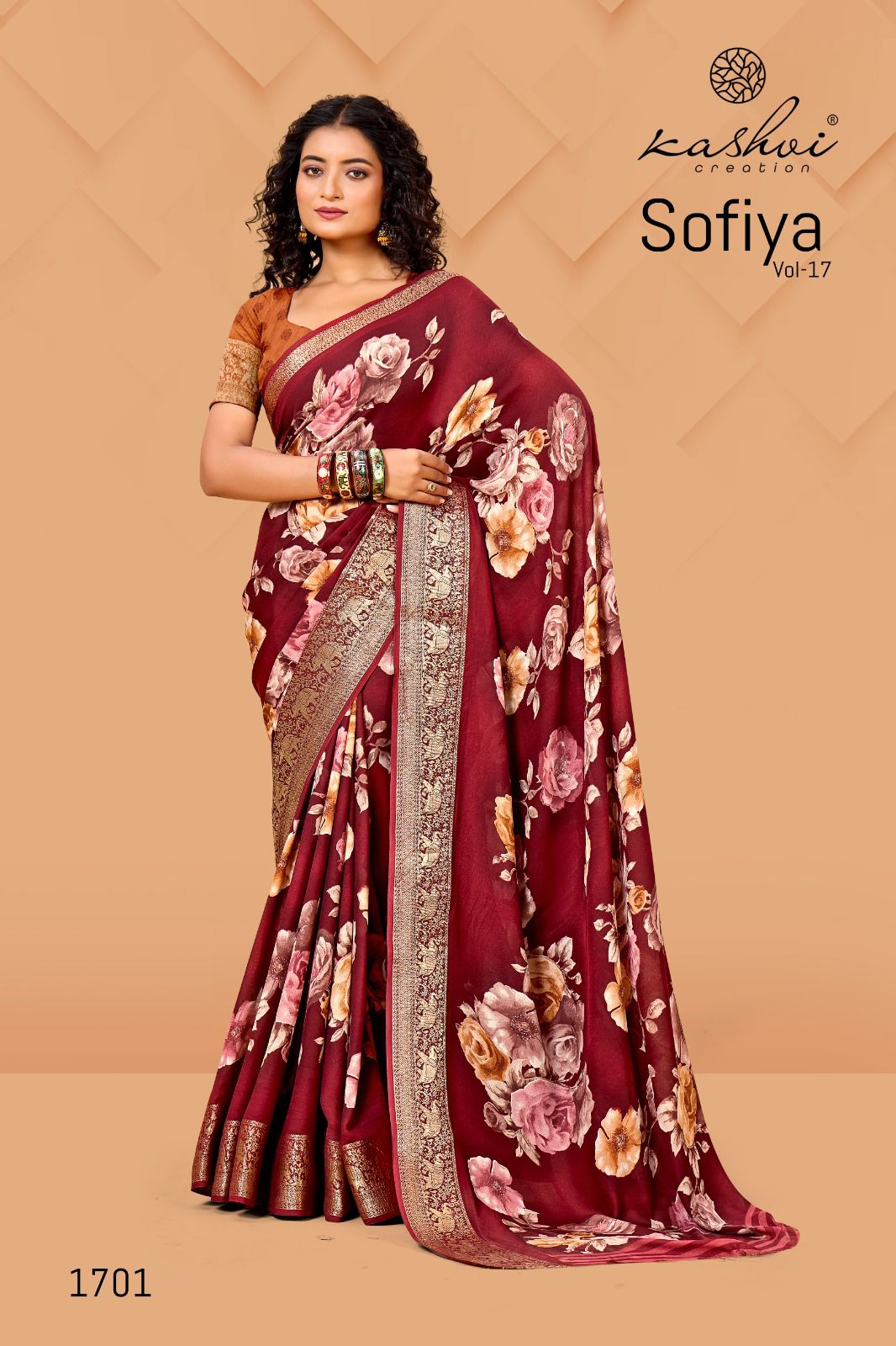 Kashvi Sofiya Vol 17 Wholesale Dull Moss Zari Border Saree Collection - Image 9