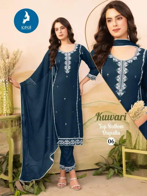 Kaya Kurti Kuwari Wholesale Rayon Kurti With Bottom Dupatta Collection - Image 4