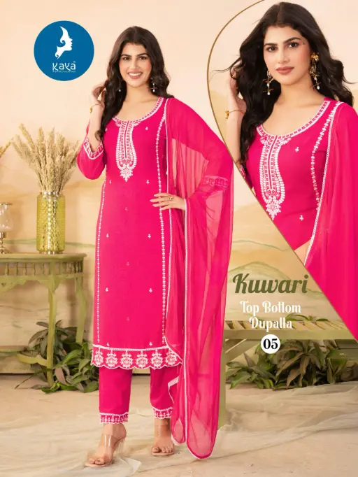 Kaya Kurti Kuwari Wholesale Rayon Kurti With Bottom Dupatta Collection - Image 6