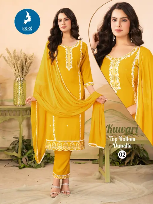 Kaya Kurti Kuwari Wholesale Rayon Kurti With Bottom Dupatta Collection - Image 2