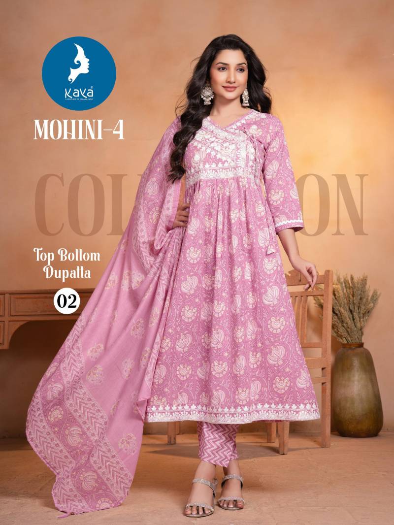 Kaya Mohini 4 Wholesale Cotton Anarkali Kurti & Bottom Dupatta
