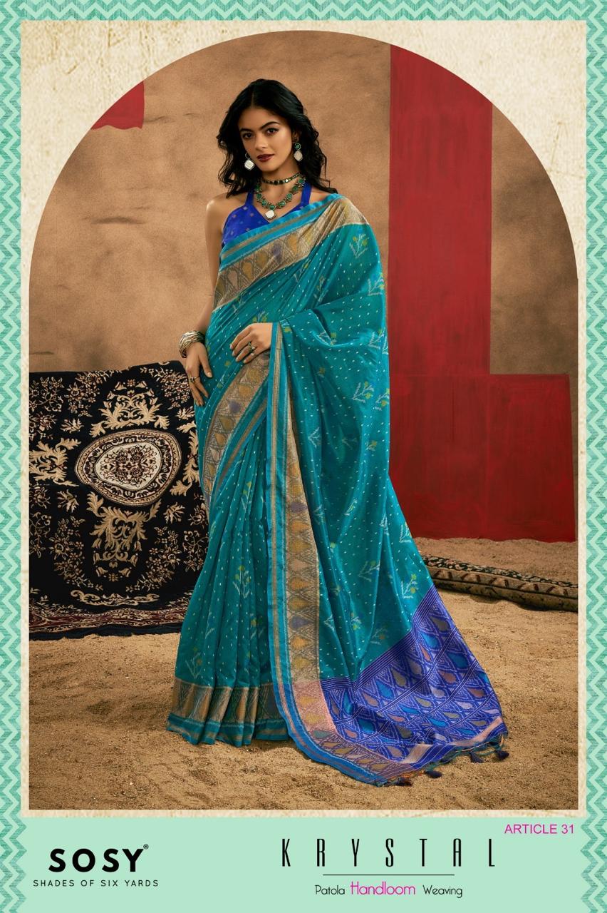 Krystal Sosy Patola Wholesale Handloom Weaving Sarees Collection — Wholesale Sarees, Krystal wholesale from Surat - Gallery Image 3