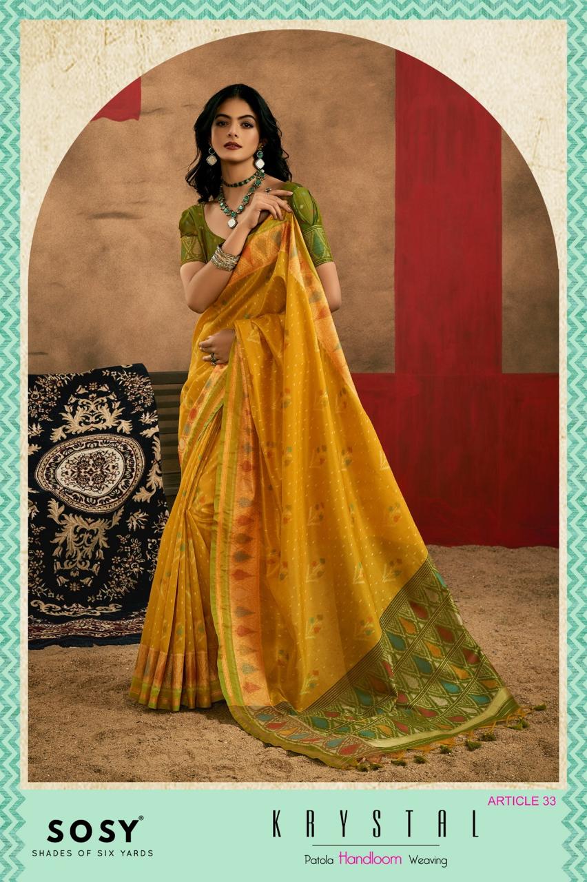 Krystal Sosy Patola Wholesale Handloom Weaving Sarees Collection — Wholesale Sarees, Krystal wholesale from Surat - Gallery Image 4