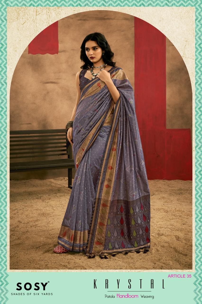 Krystal Sosy Patola Wholesale Handloom Weaving Sarees Collection — Wholesale Sarees, Krystal wholesale from Surat - Gallery Image 5