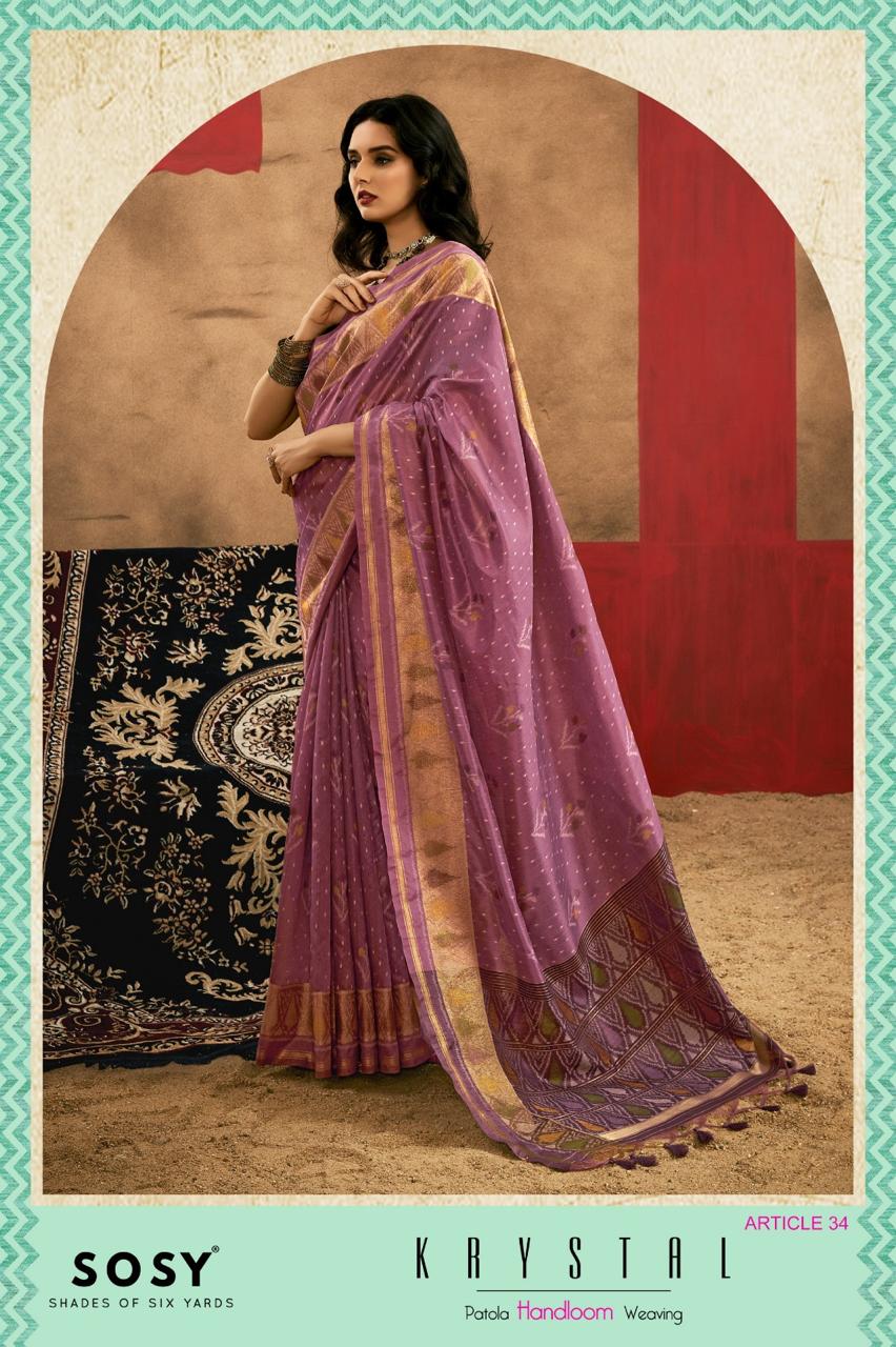 Krystal Sosy Patola Wholesale Handloom Weaving Sarees Collection — Wholesale Sarees, Krystal wholesale from Surat - Gallery Image 6
