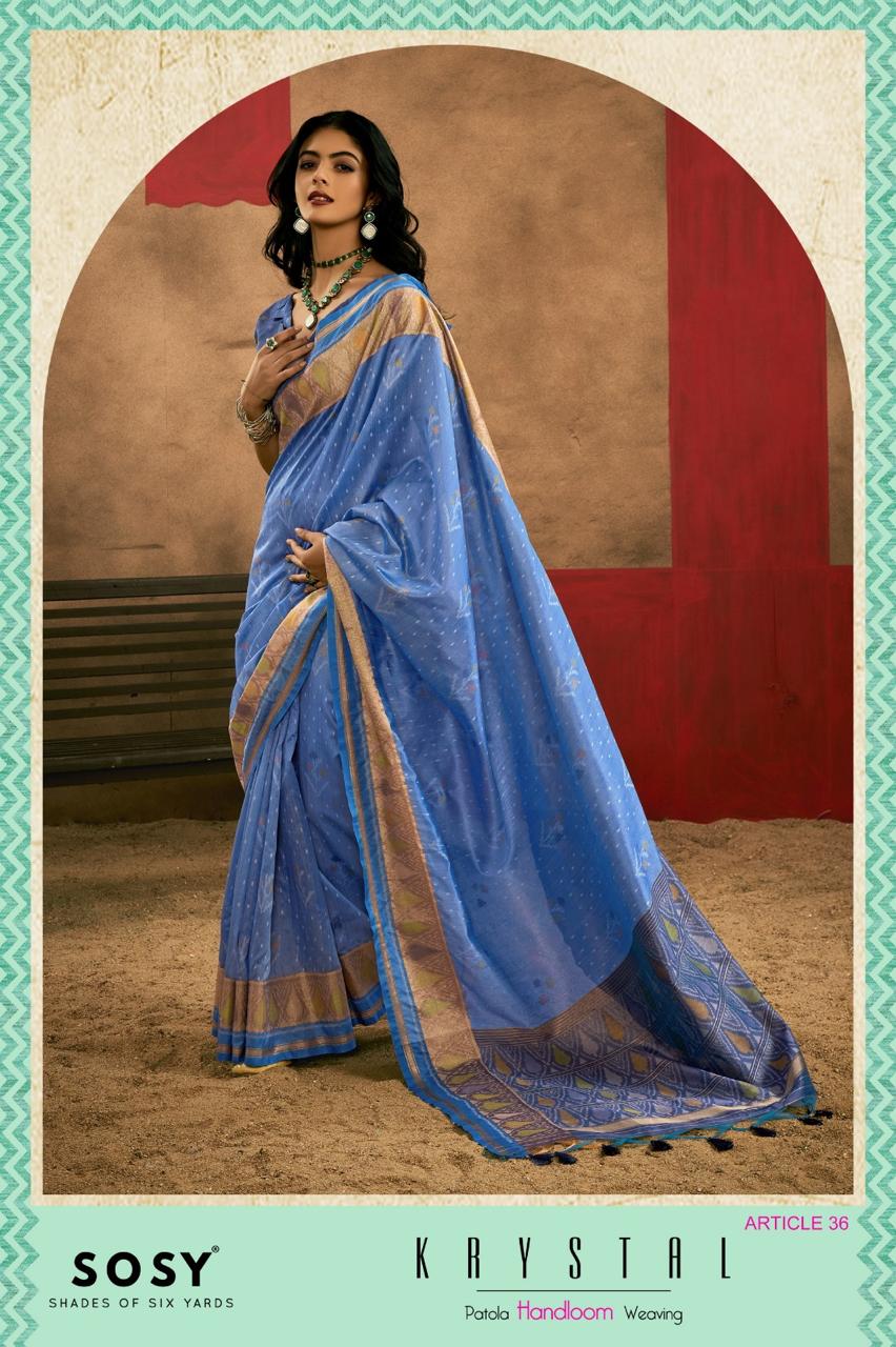 Krystal Sosy Patola Wholesale Handloom Weaving Sarees Collection — Wholesale Sarees, Krystal wholesale from Surat - Gallery Image 7