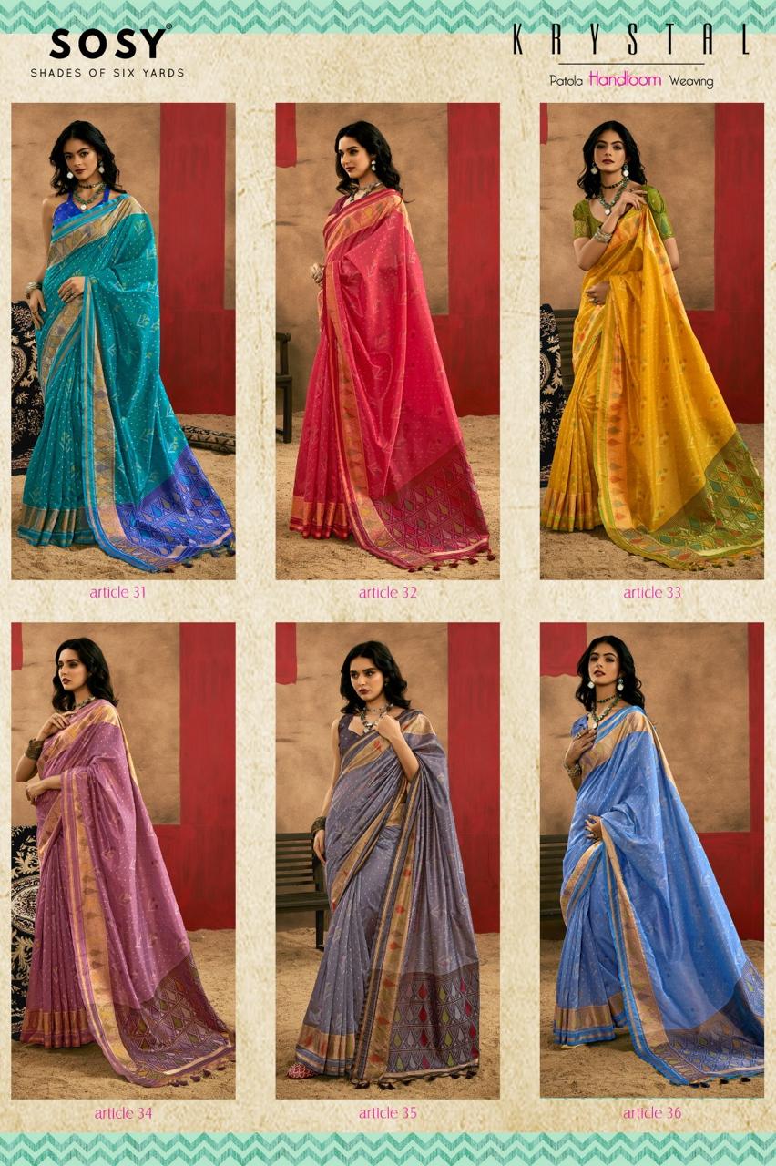 Krystal Sosy Patola Wholesale Handloom Weaving Sarees Collection — Wholesale Sarees, Krystal wholesale from Surat — view 8