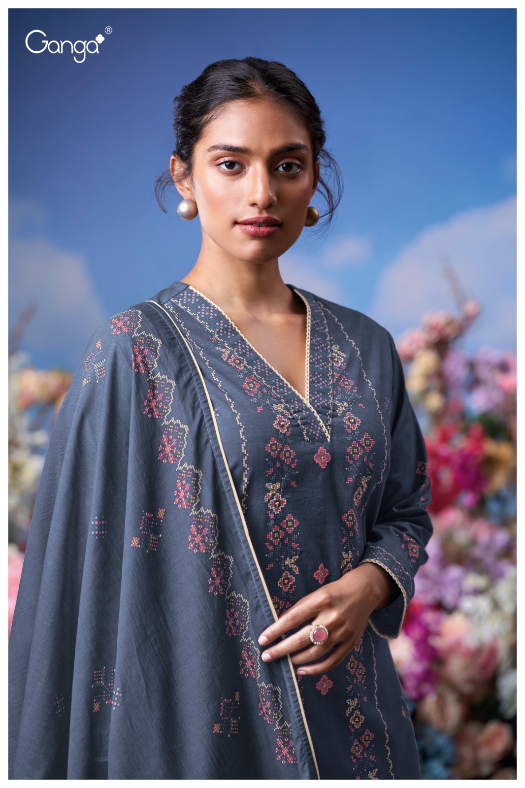 Ganga Lily Cotton Printed Embroidered Salwar Suit Catalog