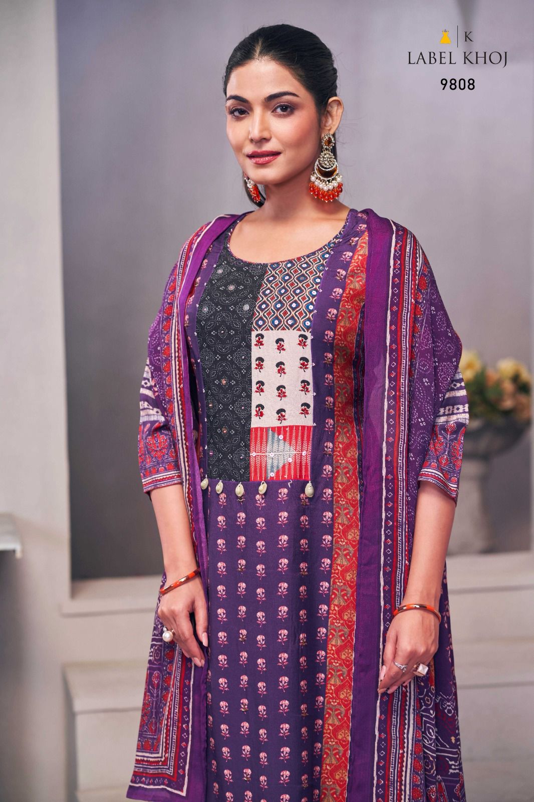 Label Khoj AJRAK Readymade Pure Silk Salwar Suit Collection - Image 4