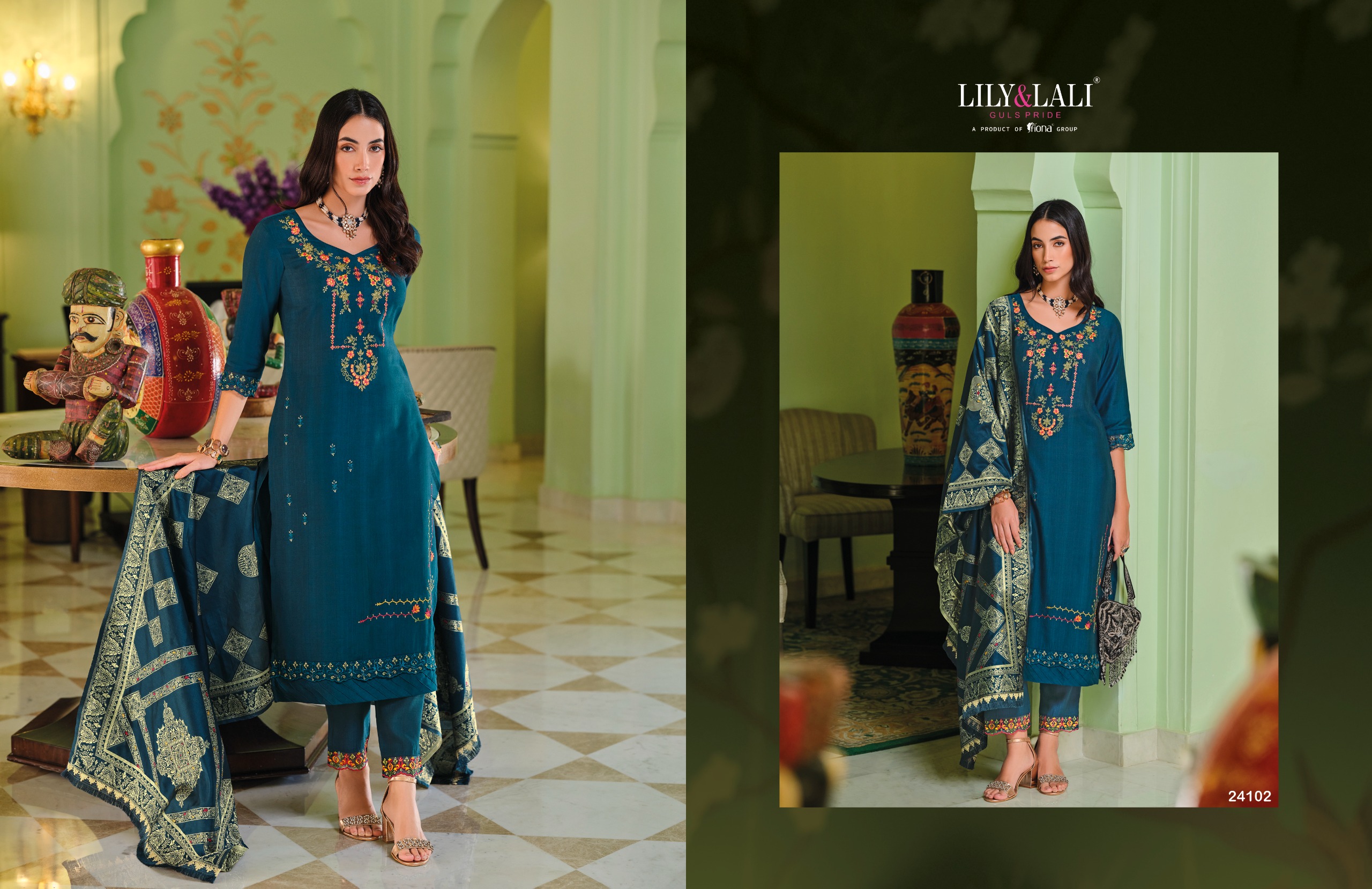 Lily & Lali Hasmeena Vol 5 Wholesale Viscose Kurti With Bottom Dupatta Catalog - Image 3