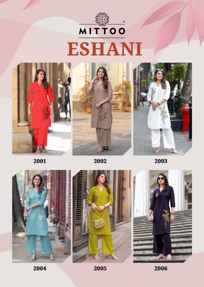 Mittoo Eshani Rayon Twill With Handwork Co Ord Set Collection - Image 7