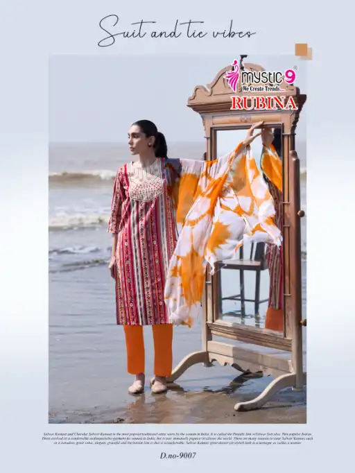 Mystic 9 Rubina Vol 9 Rayon Wholesale Kurti With Bottom Dupatta - Image 6