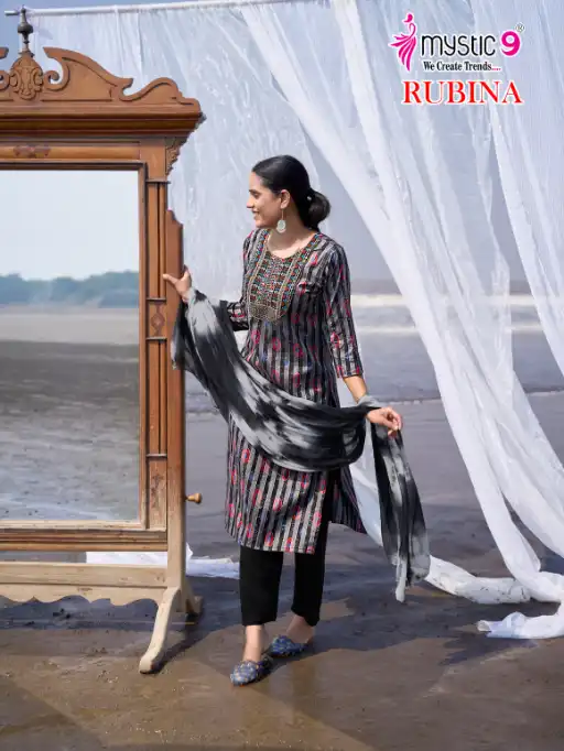 Mystic 9 Rubina Vol 9 Rayon Wholesale Kurti With Bottom Dupatta - Image 7