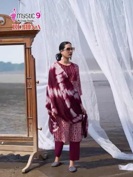 Mystic 9 Rubina Vol 9 Rayon Wholesale Kurti With Bottom Dupatta - Image 8