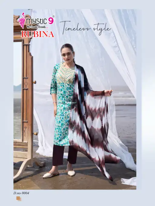 Mystic 9 Rubina Vol 9 Rayon Wholesale Kurti With Bottom Dupatta - Image 9