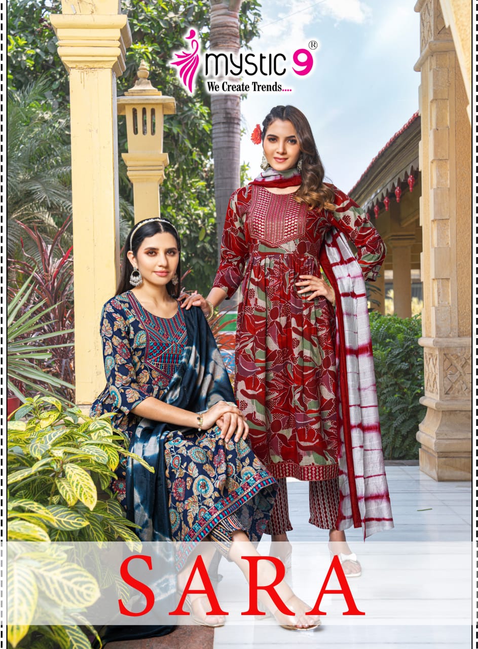Mystic 9 Sara Vol 16 Wholesale Rayon Kurt With Bottom Dupatta Collection
