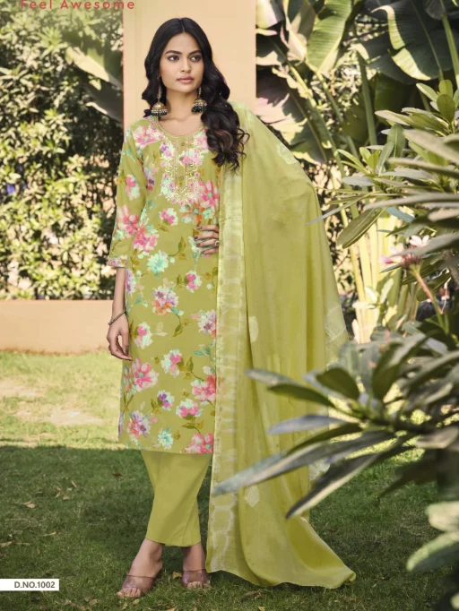 OSSM Sunshine Cotton Flex Printed Kurti Bottom Dupatta Collection - Image 2