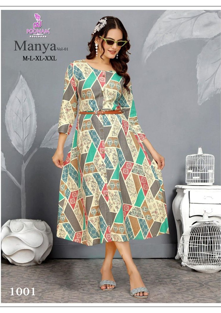 Poonam Designer Manya Vol 01 Premium Rayon Gown Wholesale Catalog