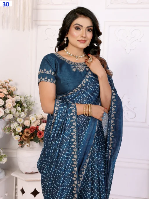 Prima Bandhej Chinnon Chiffon Wholesale Saree Collection