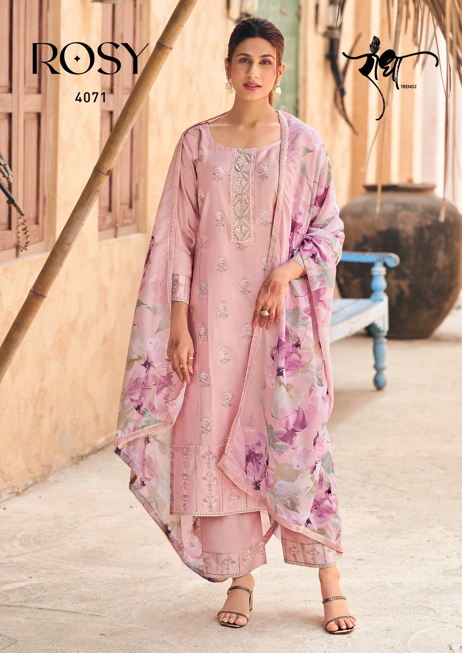 Radha Rosy Free Embroidery Cotton Salwar Suit Wholesale Catalog