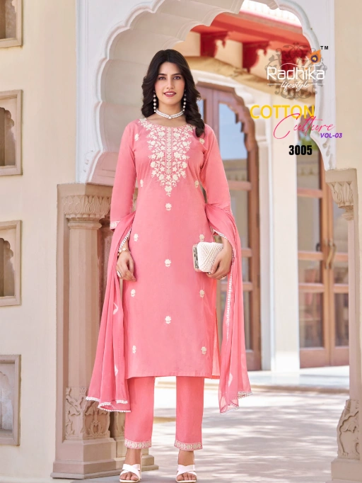 Radhika Cotton Culture Vol 3 Kurti Pant with Dupatta Collection - Image 3