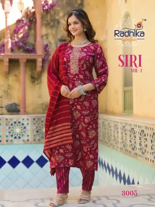 Radhika Lifestyle Siri Vol 3 Rayon Print Kurti With Bottom Dupatta Catalog - Image 9