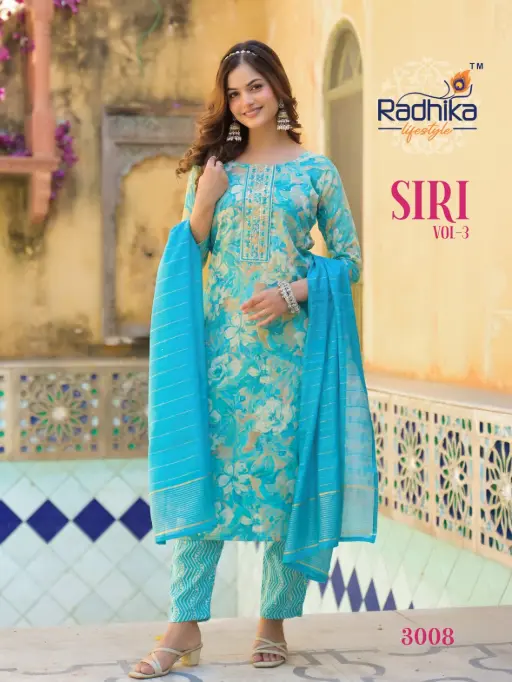 Radhika Lifestyle Siri Vol 3 Rayon Print Kurti With Bottom Dupatta Catalog - Image 3