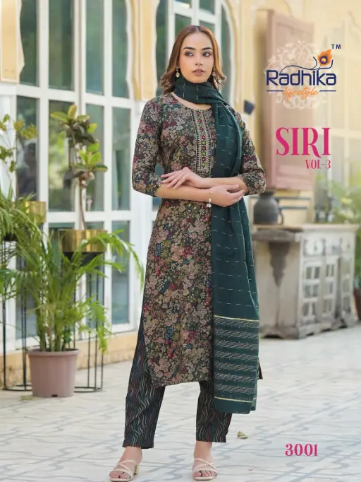 Radhika Lifestyle Siri Vol 3 Rayon Print Kurti With Bottom Dupatta Catalog - Image 4