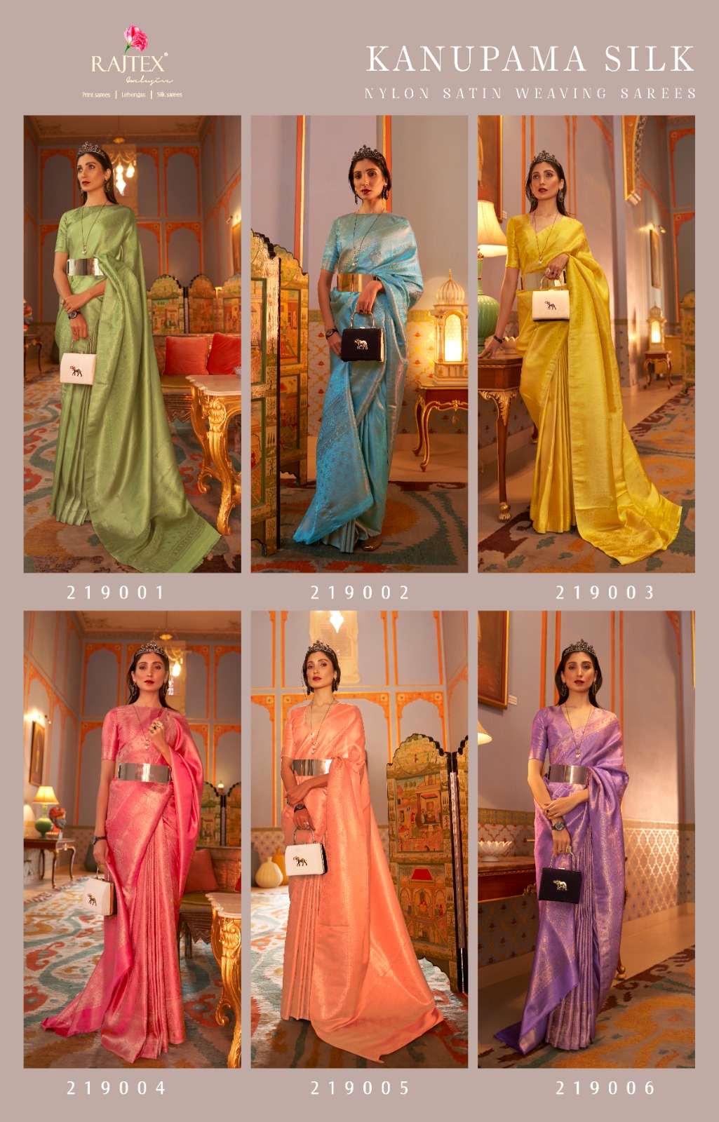 Raj Tex Kanupama Silk Nylon Satin Saree Wholesale Collection - Image 7