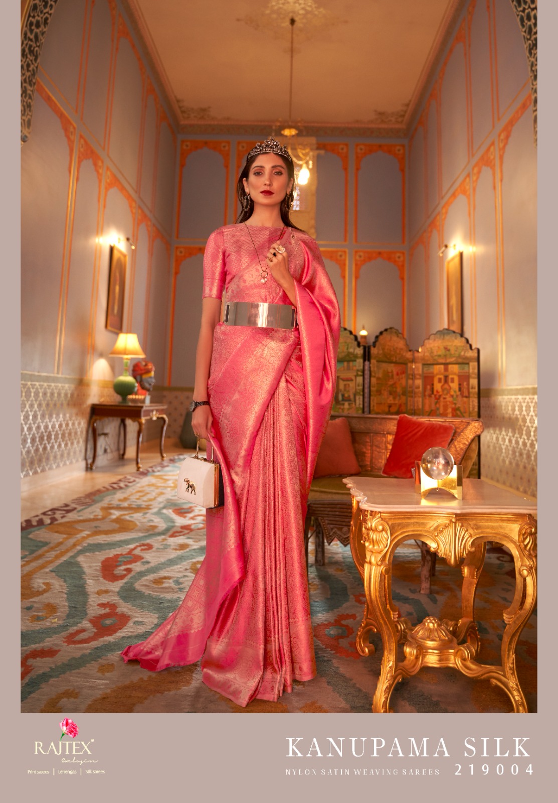 Raj Tex Kanupama Silk Nylon Satin Saree Wholesale Collection - Image 6