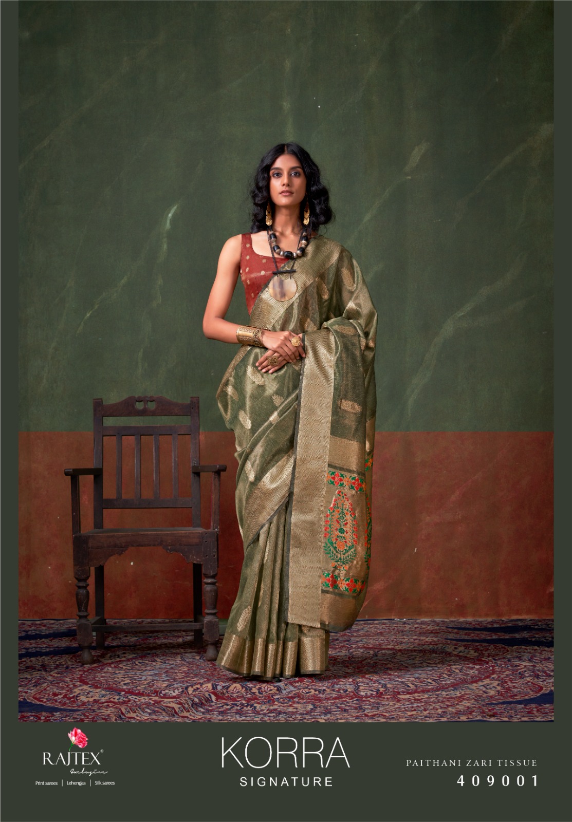 Raj Tex Korra Signature Paithani Zari Tissue Sarees Wholesale Catalog