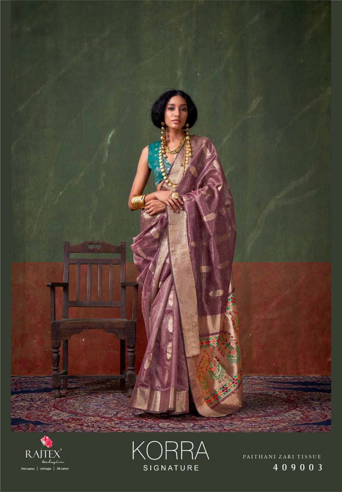 Raj Tex Korra Signature Paithani Zari Tissue Sarees Wholesale Catalog - Image 5
