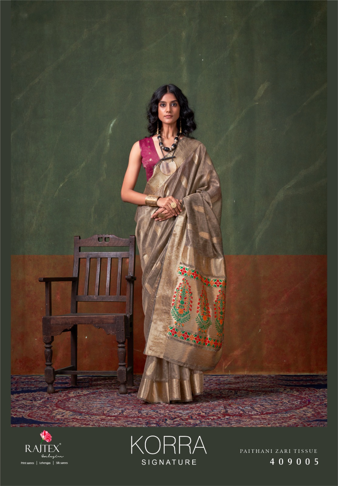 Raj Tex Korra Signature Paithani Zari Tissue Sarees Wholesale Catalog - Image 2