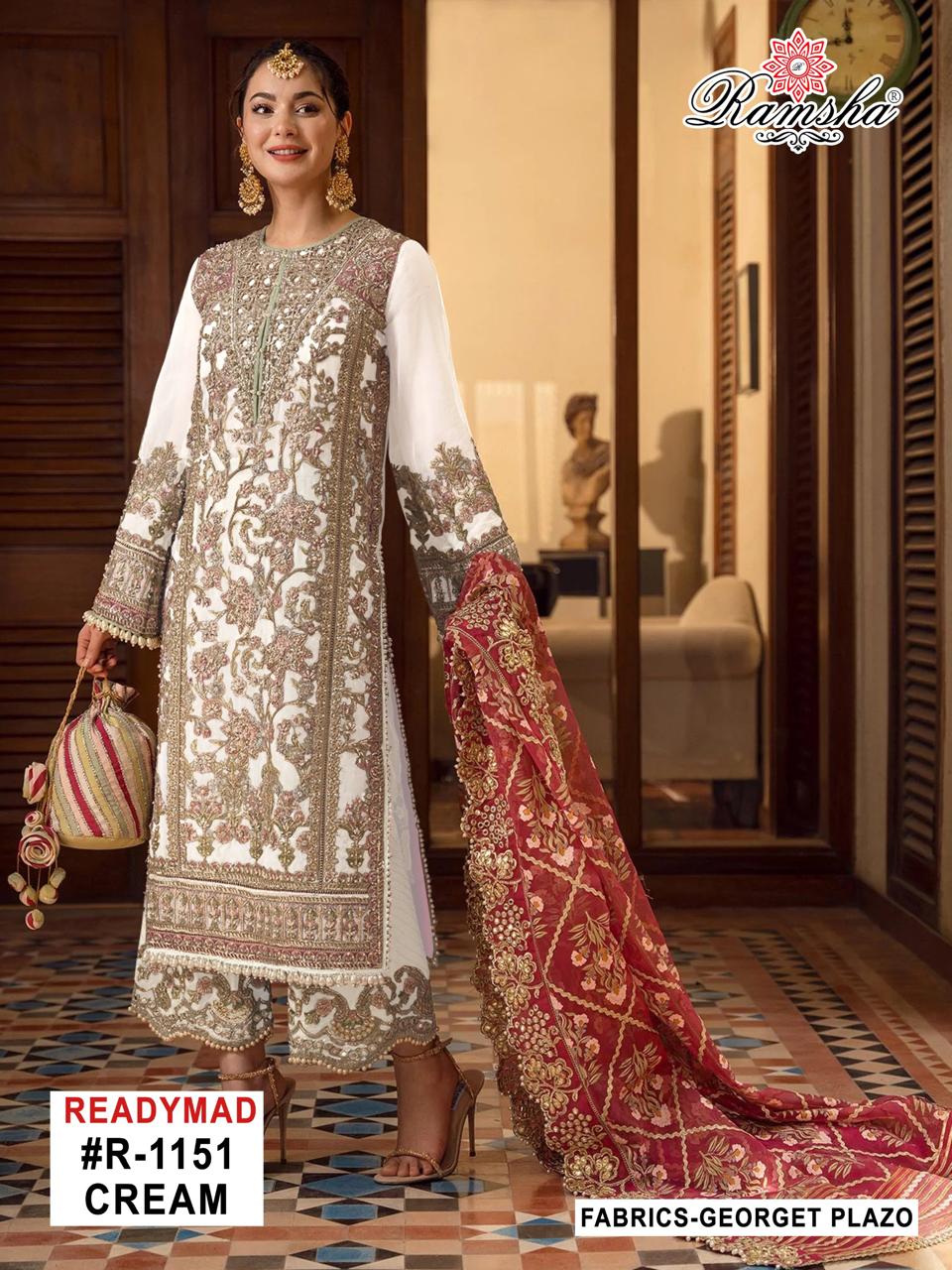 Ramsha R-1151 Georgette Wholesale Embroidered Salwar Suit Catalog - Image 3