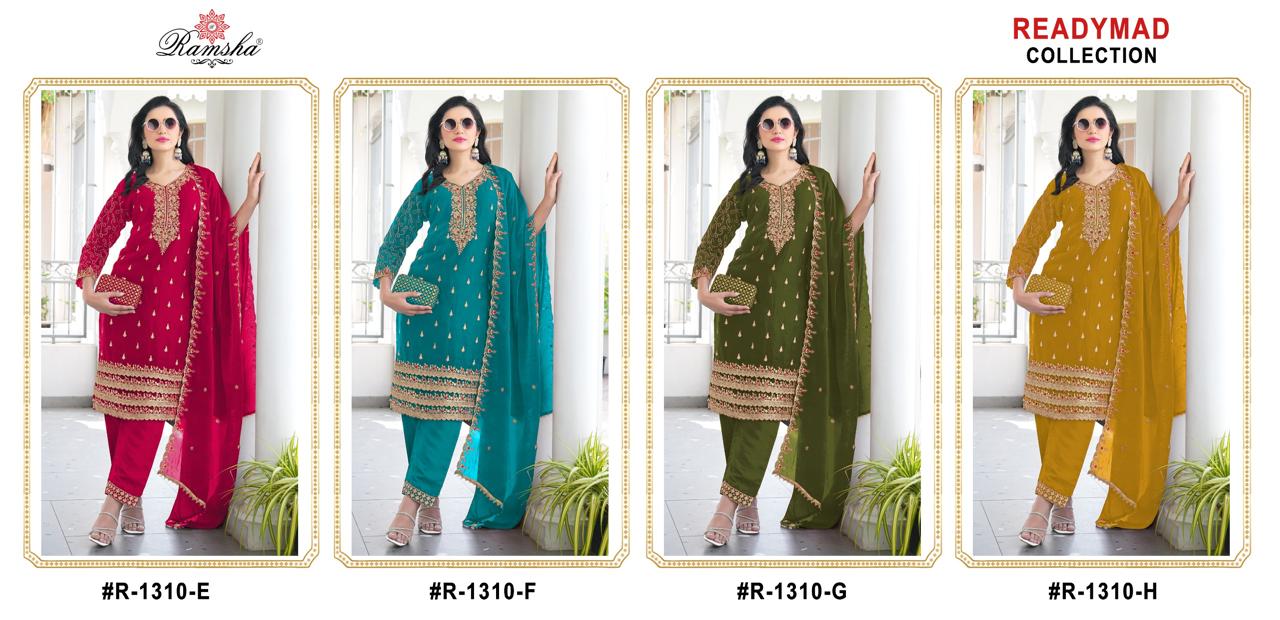 Ramsha R-1310 NX Fancy Readymade Salwar Suit with Silk Bottom Wholesale - Image 6