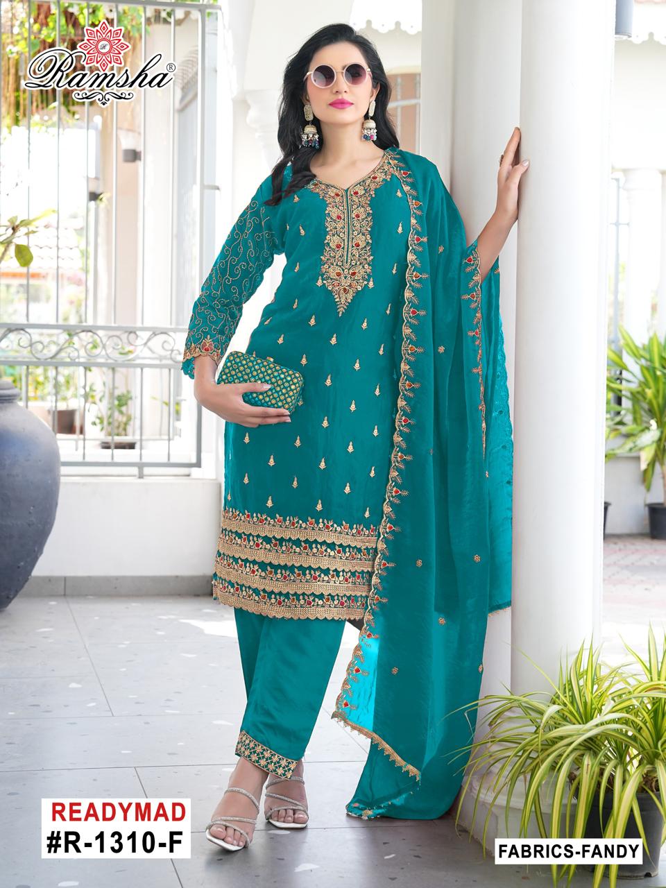 Ramsha R-1310 NX Fancy Readymade Salwar Suit with Silk Bottom Wholesale - Image 2
