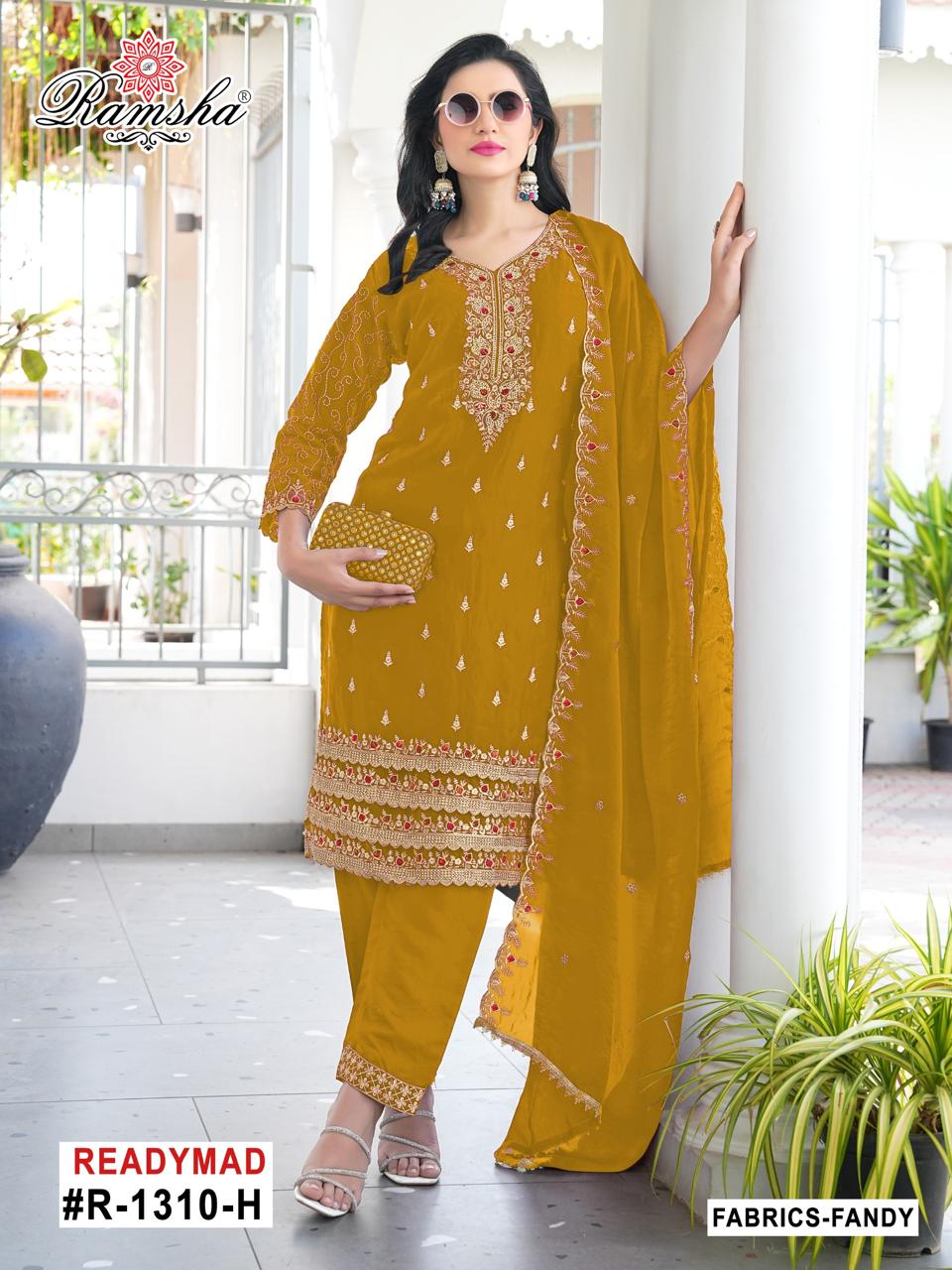 Ramsha R-1310 NX Fancy Readymade Salwar Suit with Silk Bottom Wholesale - Image 3