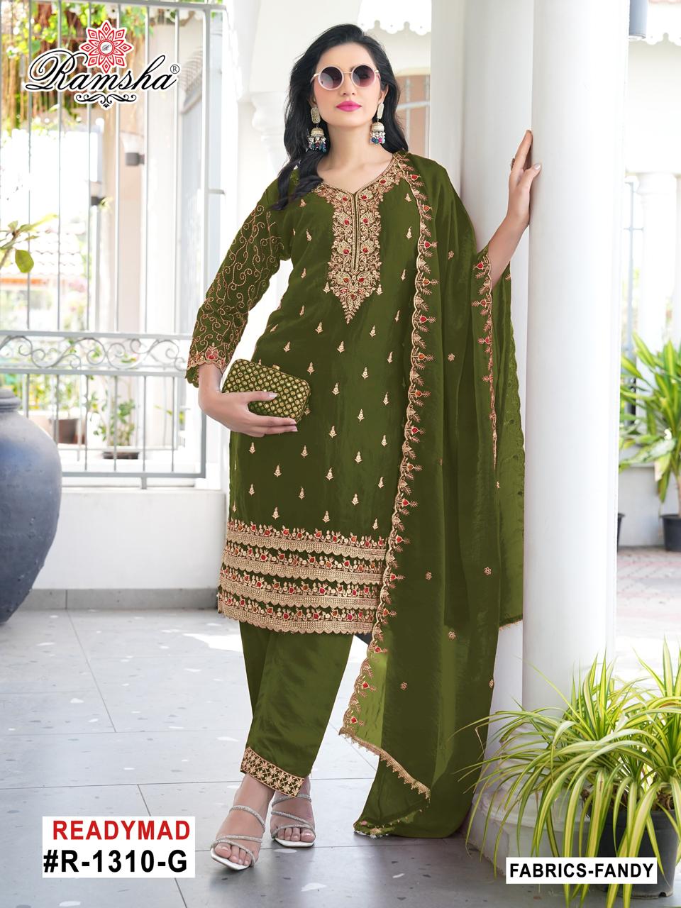 Ramsha R-1310 NX Fancy Readymade Salwar Suit with Silk Bottom Wholesale - Image 4